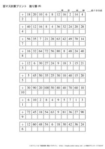 100ますの計算プリント_割り算_No9のサムネイル